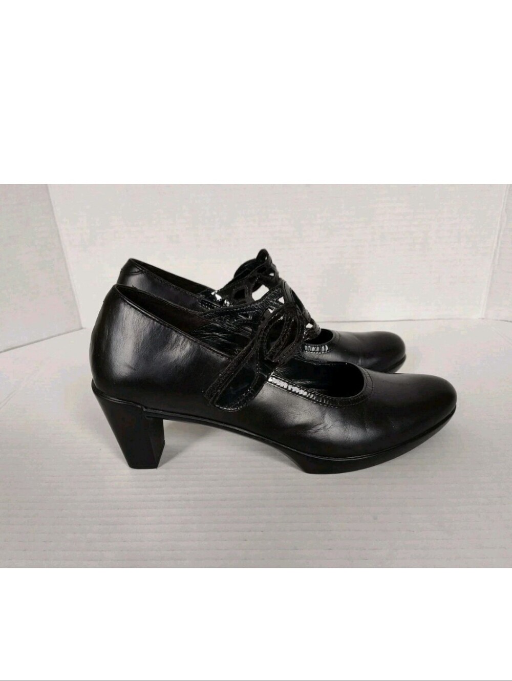 Naot Luma Women's Black Leather Mary Jane Heels Size 38 US 7.5 Adj Strap